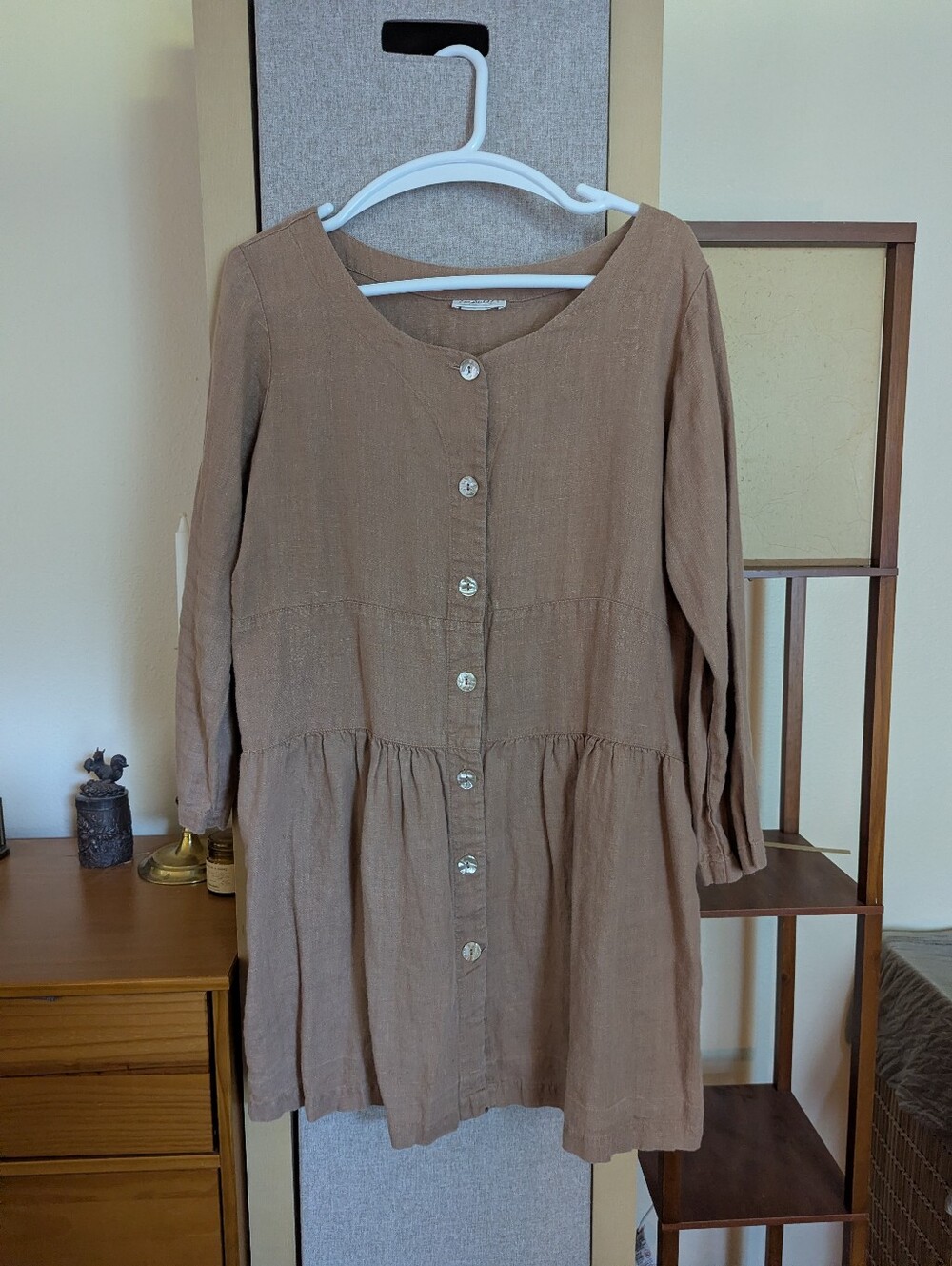 Vintage Linen Button Up Drop Waist Tunic